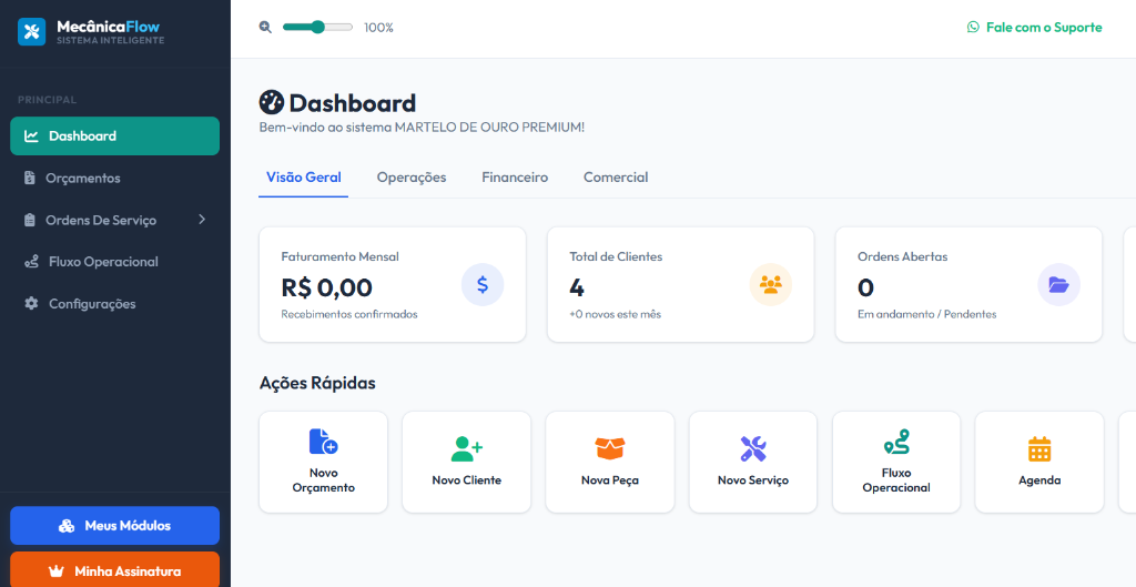 Ilustração da interface de MecânicaFlow