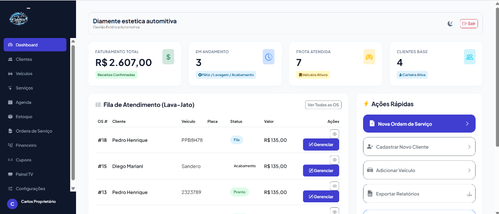 Ilustração da interface de WashFlow